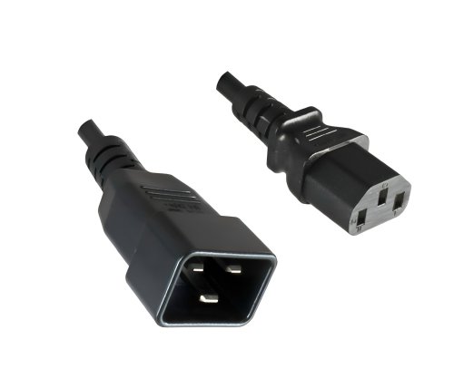 Power cable C13 to C20, 1mm², extension, VDE, black, length 1.00m